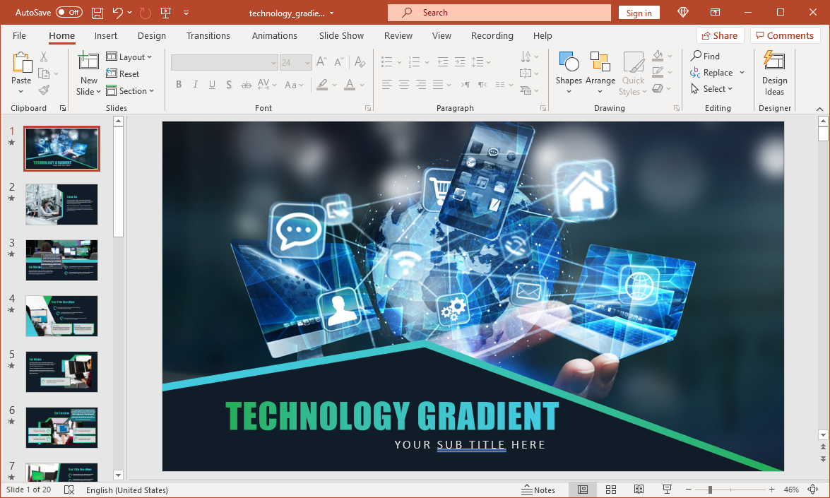 Animated Technology Gradient PowerPoint Template Intended For Multimedia Powerpoint Templates