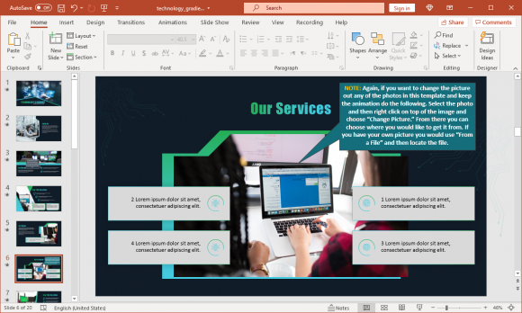 Editable slides with a technology theme