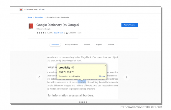 Google Chrome Dictionary Extension