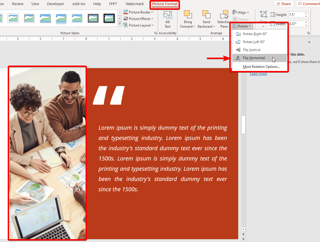 How to invert a picture in PowerPoint