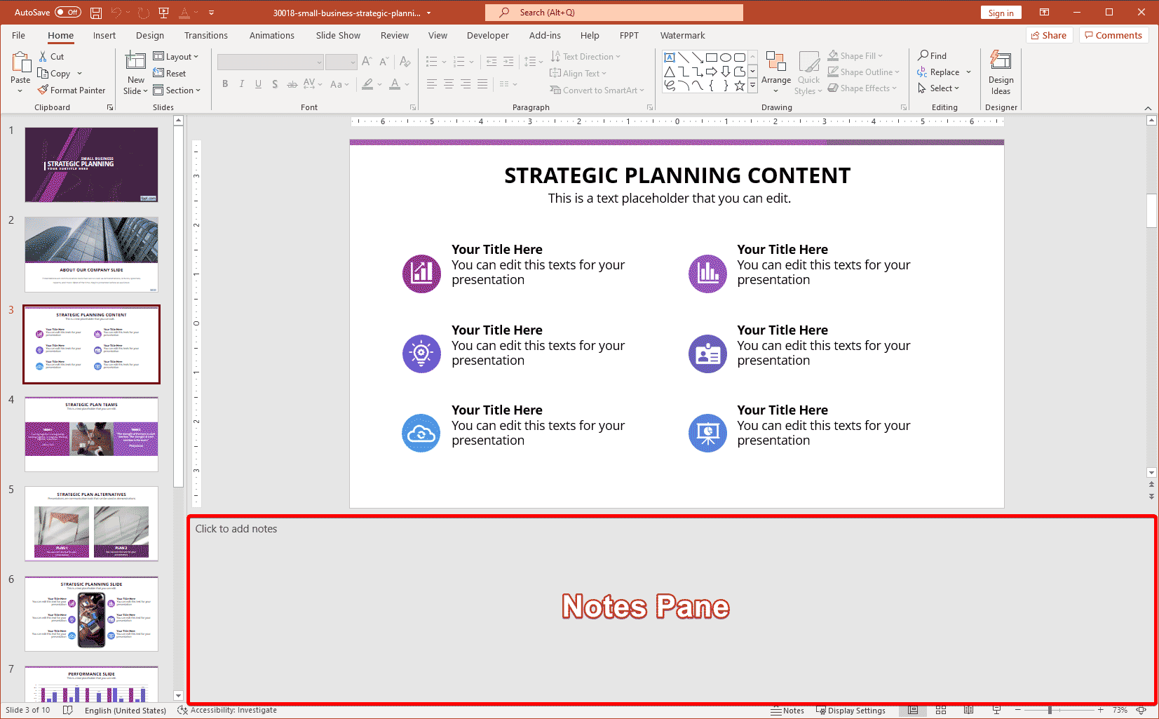 Notes Pane in PowerPoint