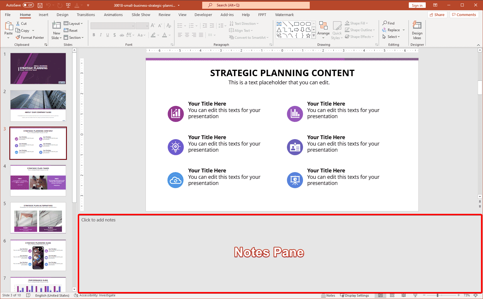 presentation add notes