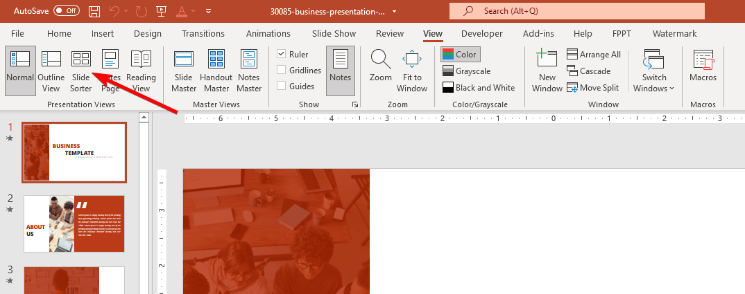 define powerpoint slide sorter