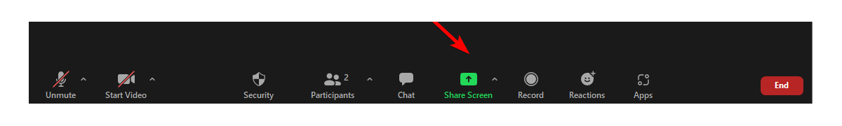 Screen sharing in Zoom