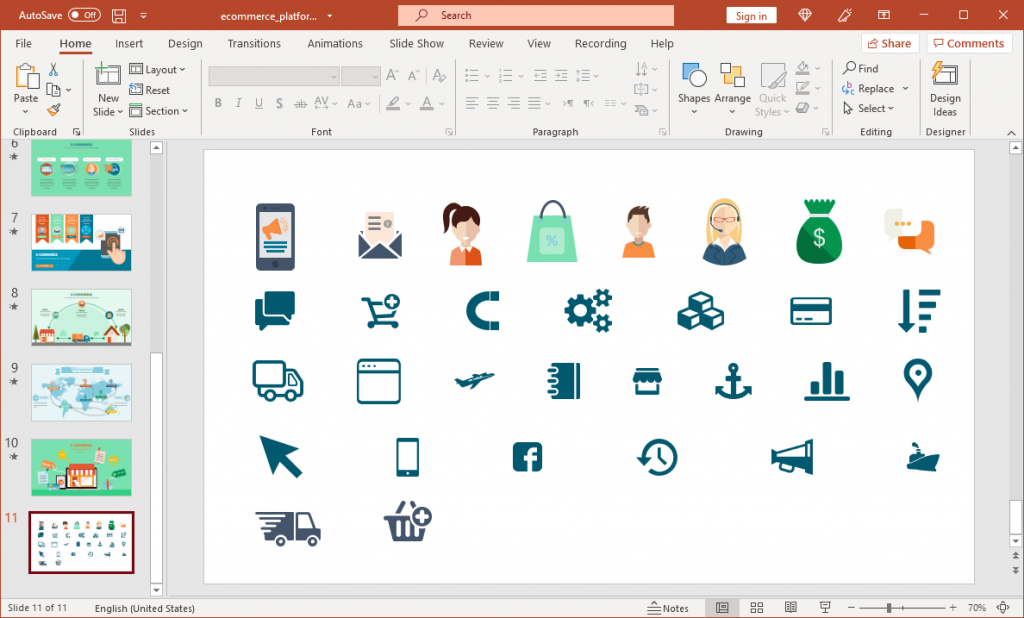 E-commerce icons for PowerPoint