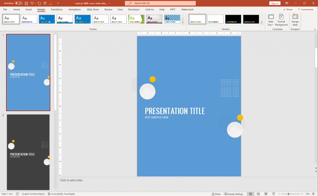 An example of vertical slide in PowerPoint.