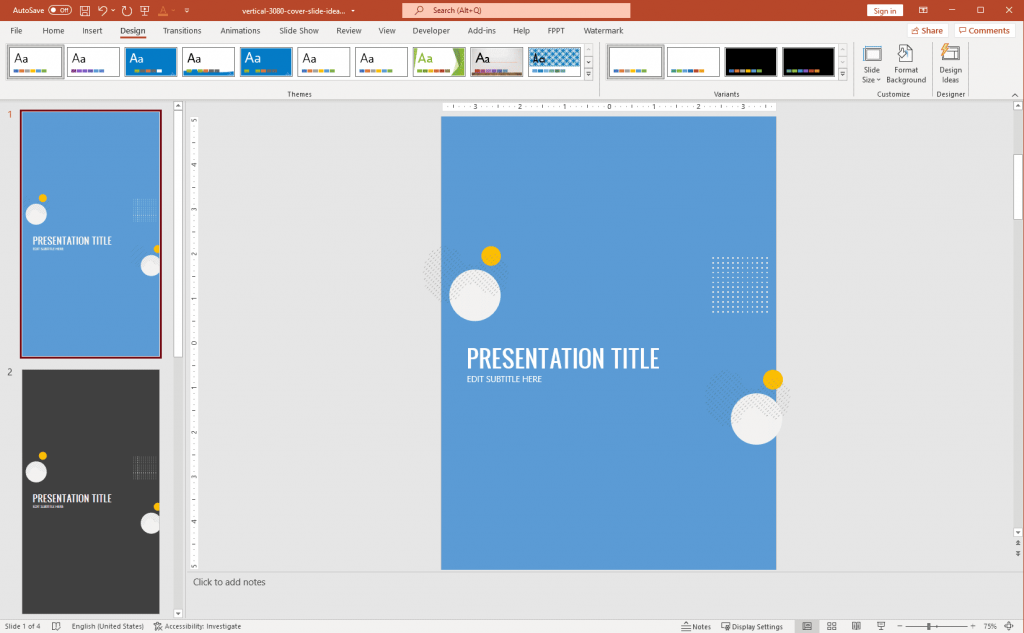 how to make slides presentation vertical