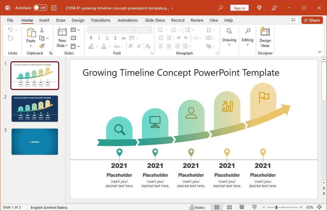 Example of 5-Year Timeline slide template for PowerPoint & Google Slides