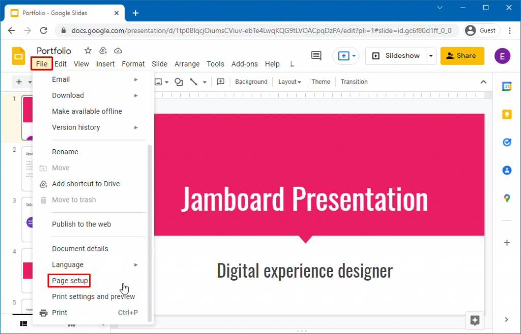 jamboard presentation mode