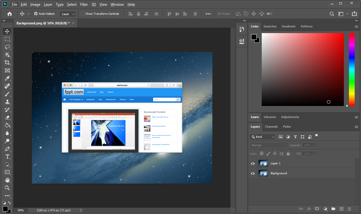 Example of PSD File opened in Adobe Photoshop
