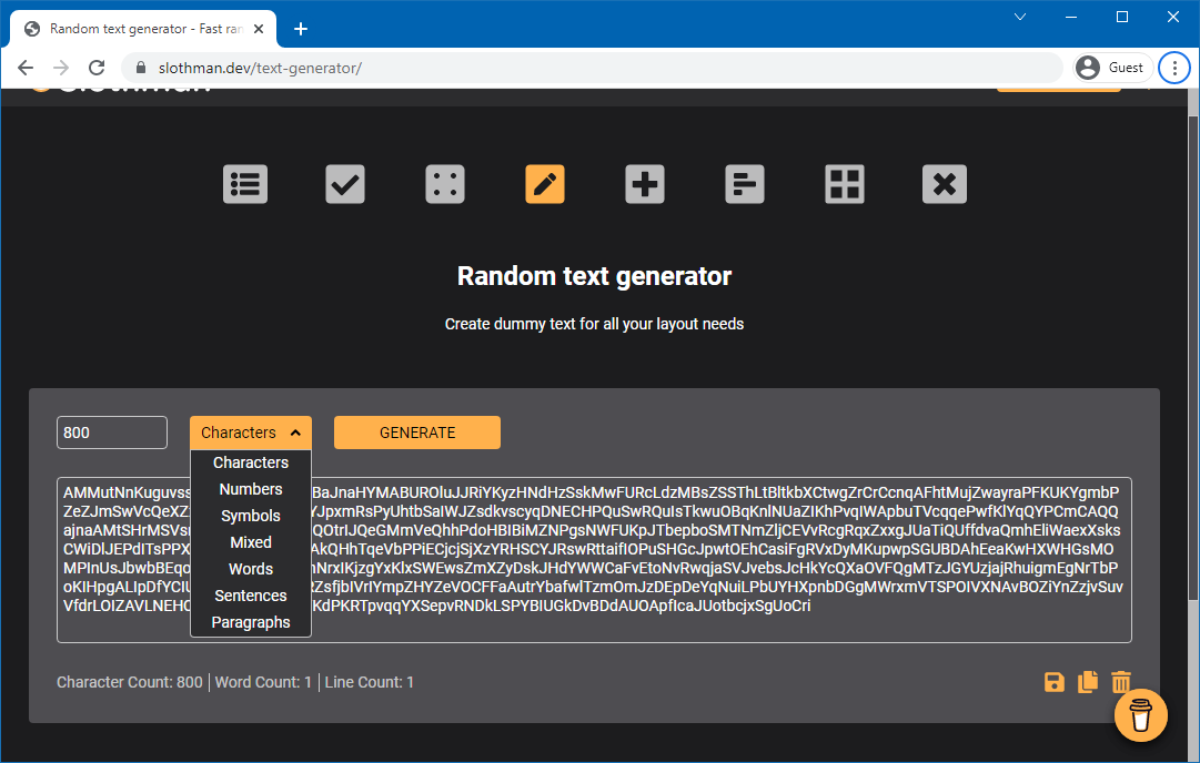 Random Text Generator Tool as an alternative to Lorem Ipsum
