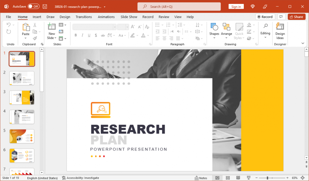 Research Plan PowerPoint template for Presentations
