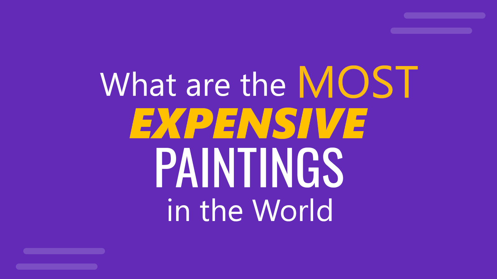 Wondering what the most expensive things money can buy are?