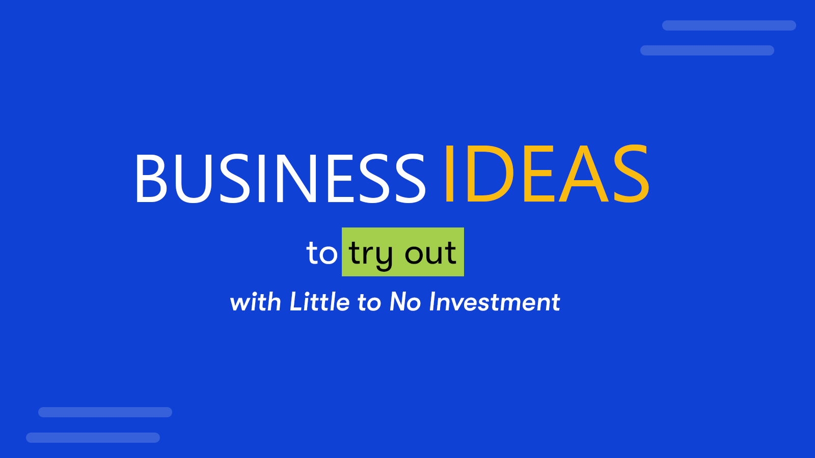 Unique Business Ideas to Try Out with Little to No Investment This Year