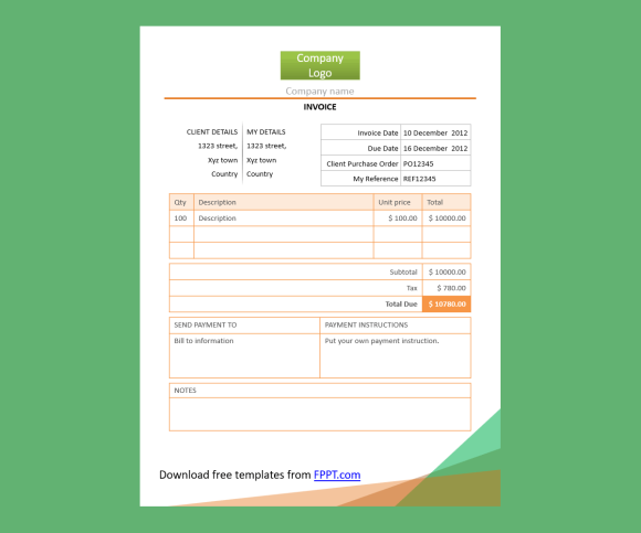 7  Free Invoice PowerPoint Templates to Make your own Invoices
