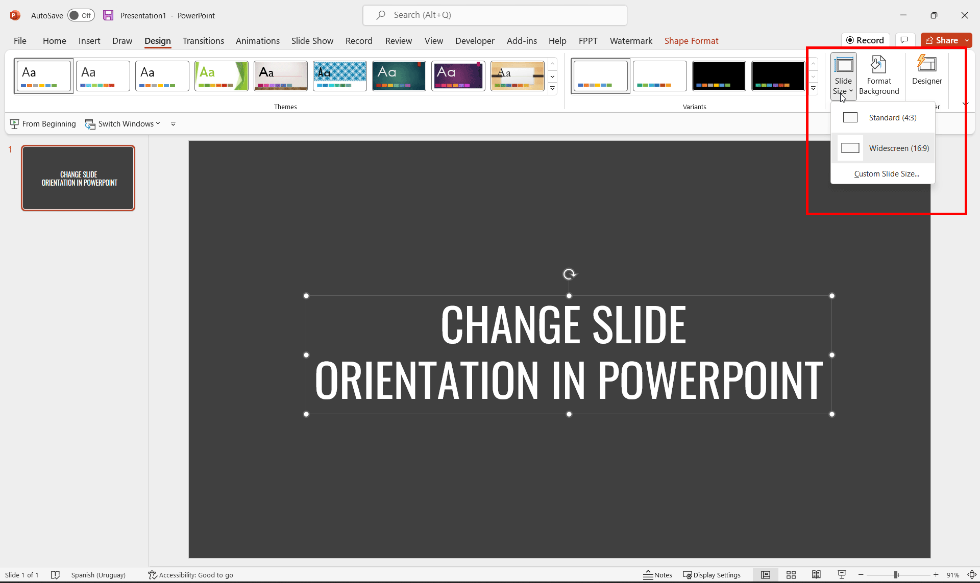 How To Change Slide Layout To Landscape In Powerpoint