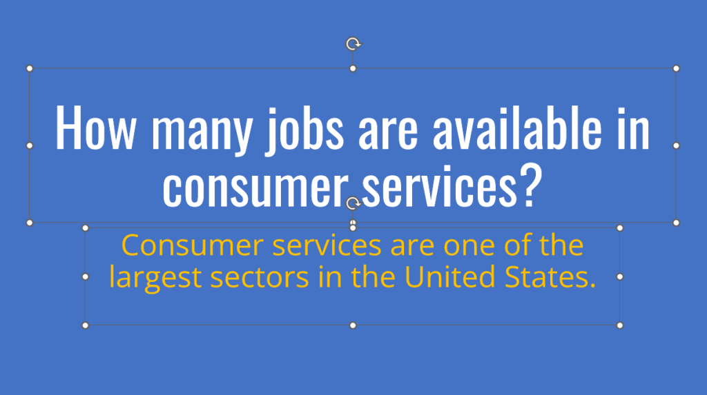 Example of Font Consistency in a PowerPoint Slide - How many jobs are available in consumer services?
