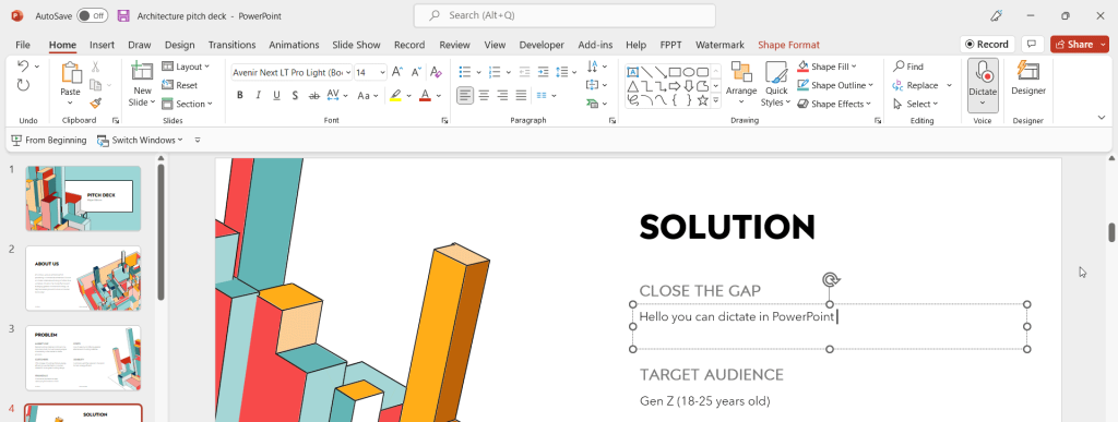 How to enable Dictate in PowerPoint