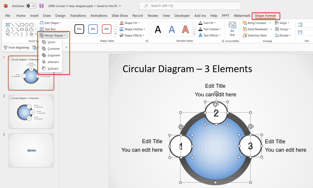 How To Merge Shapes In PowerPoint Union Intersect Subtract 