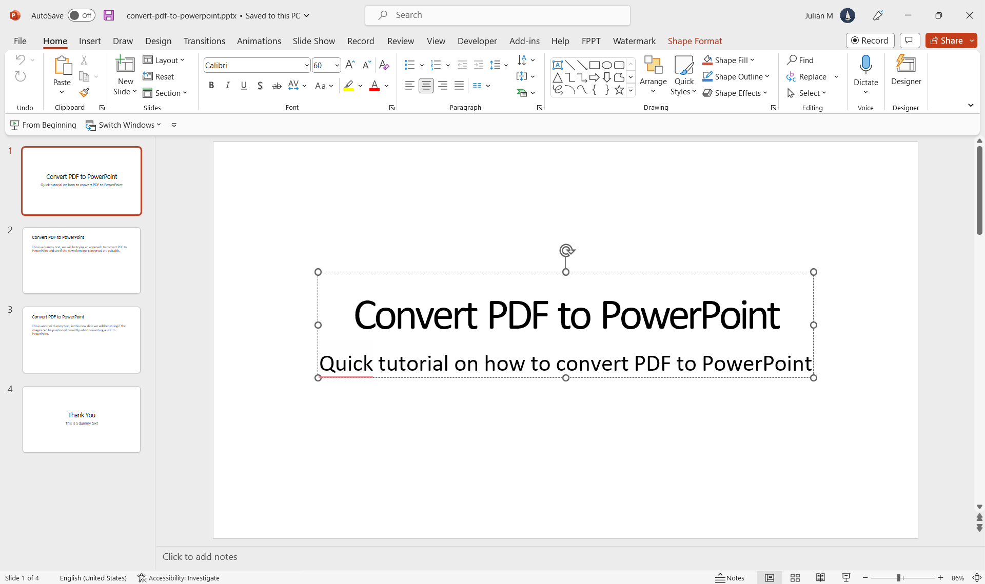 Example after converting PDF to PowerPoint