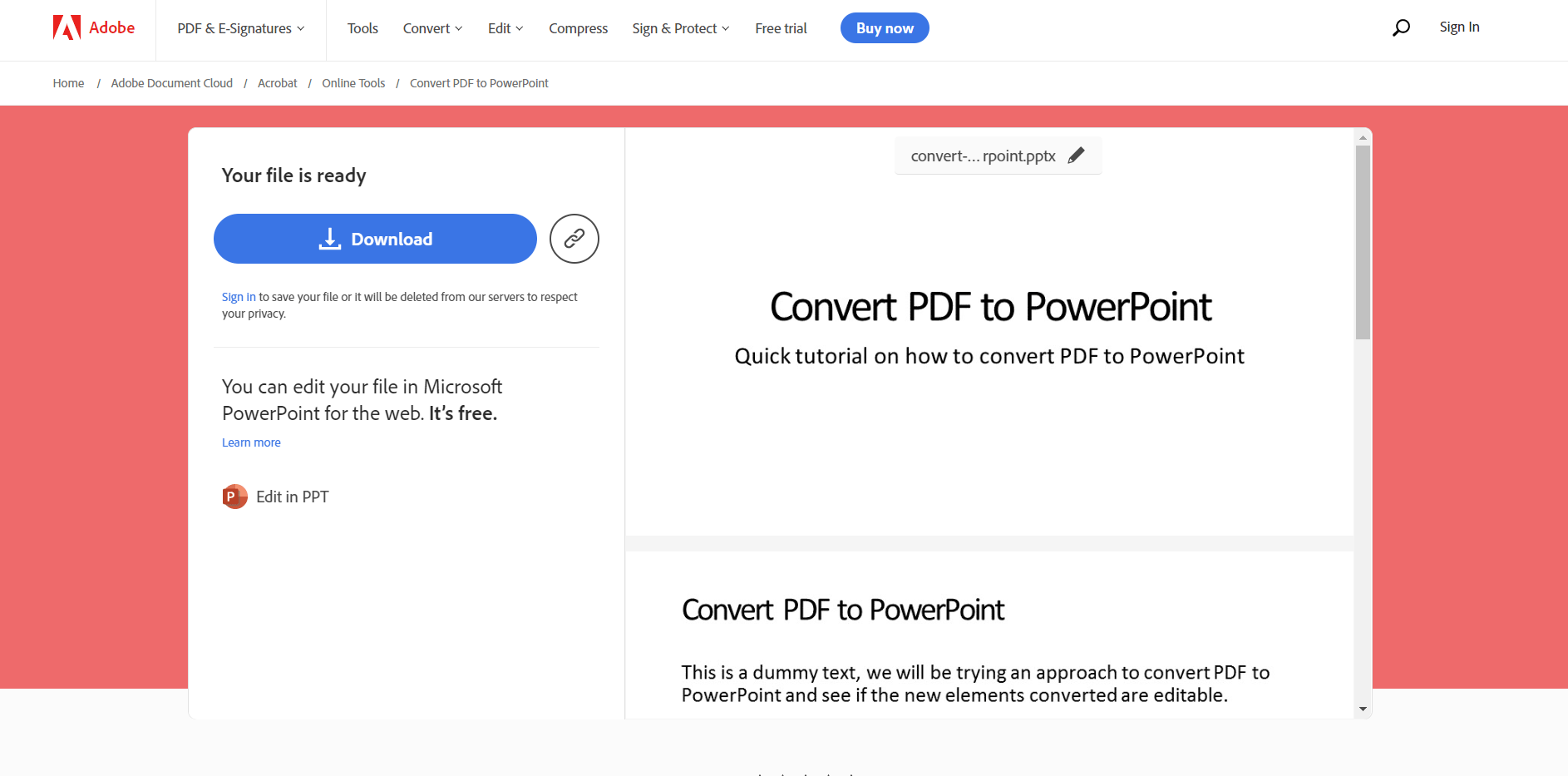 Example how to convert PDF to PowerPoint