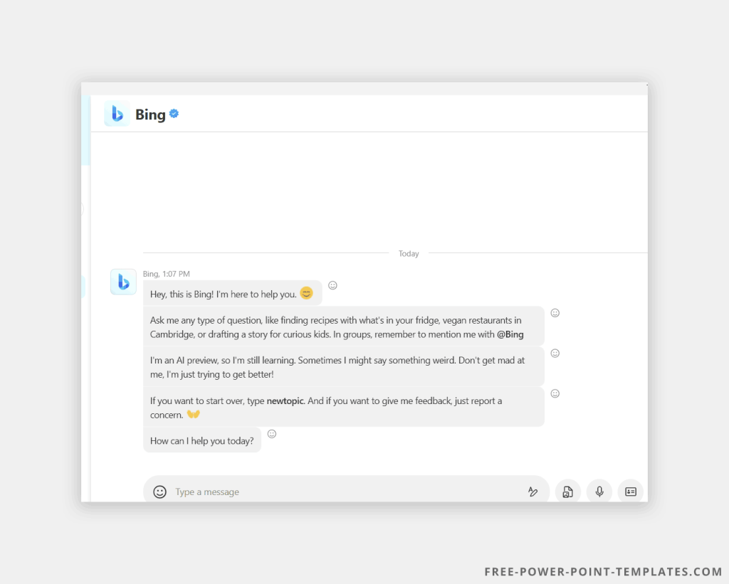 Example of Bing Chat Interface in Skype