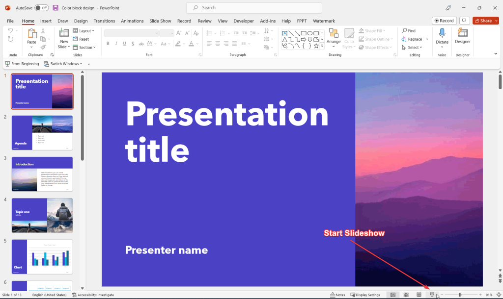 how to start with powerpoint presentation