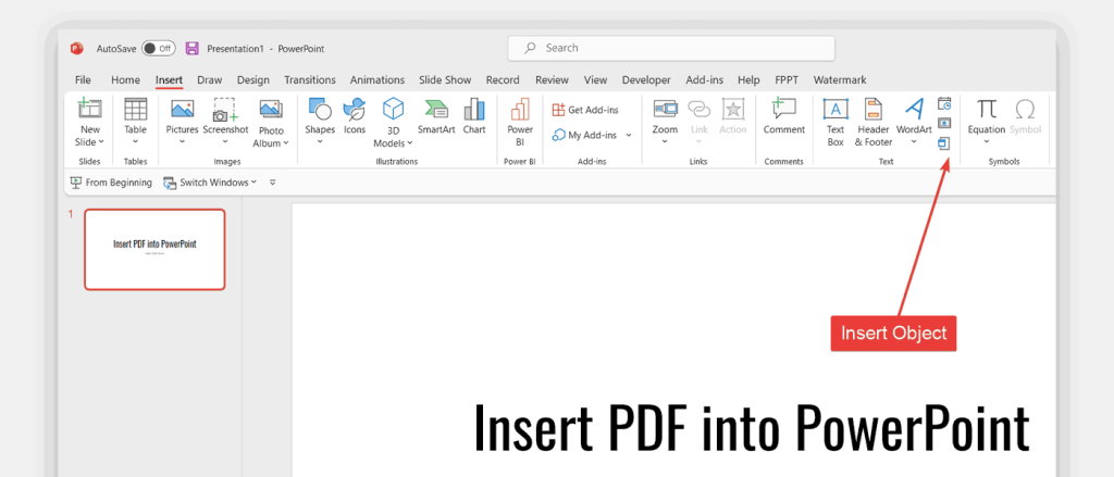 how to insert pdf presentation into powerpoint