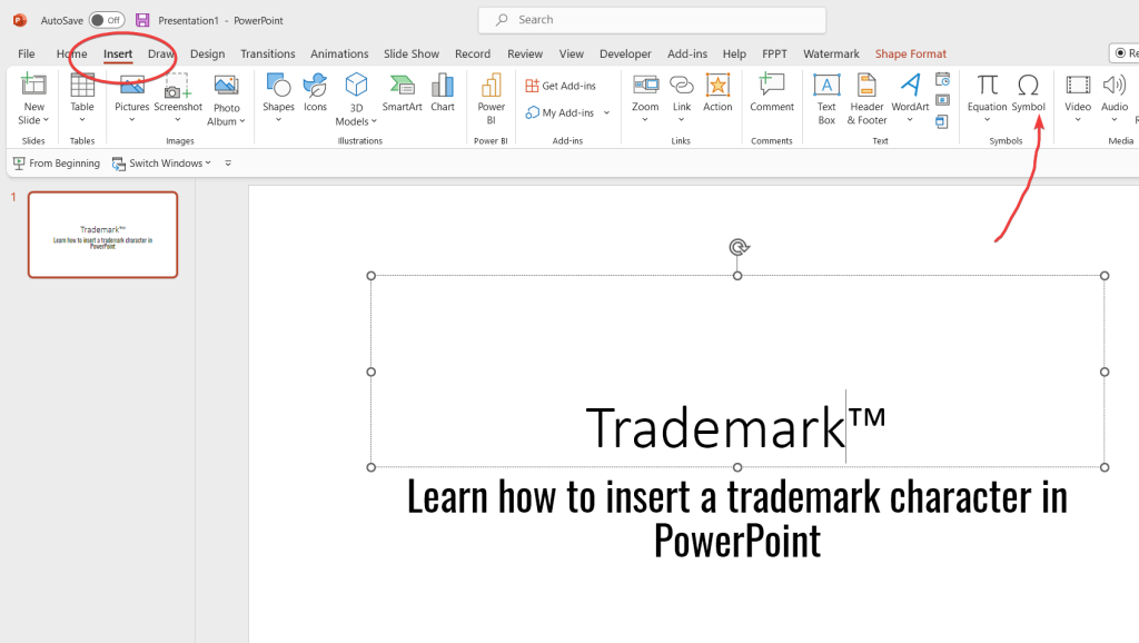 How to Insert a Trademark Character in PowerPoint