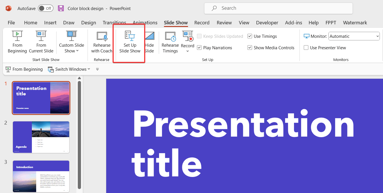 Set up a Slide Show in PowerPoint