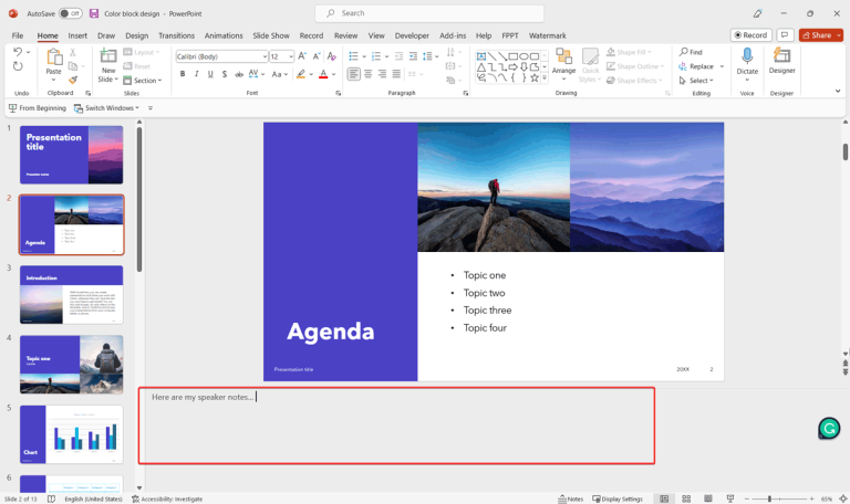 display speaker notes during powerpoint presentation