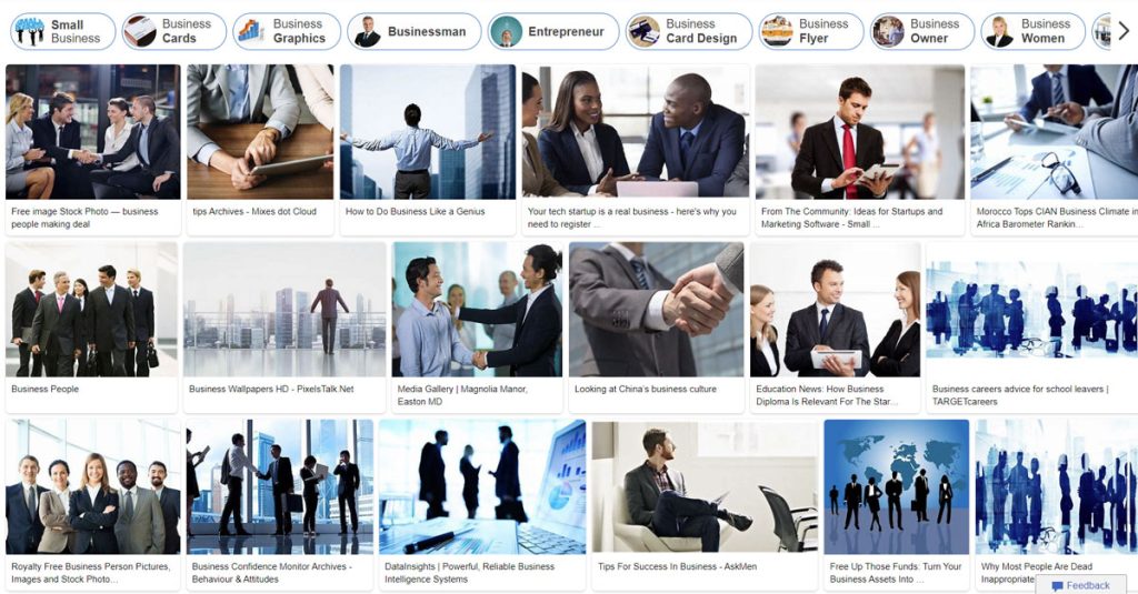 Example of business images using Bing Image Search