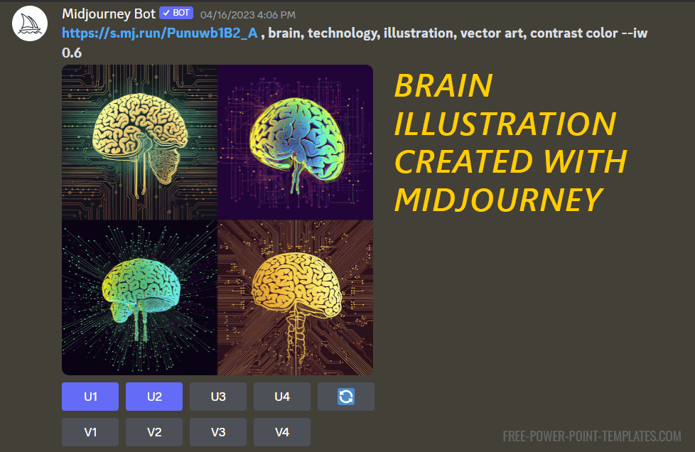 Example of Brain Illustration created with MidJourney using Generative AI