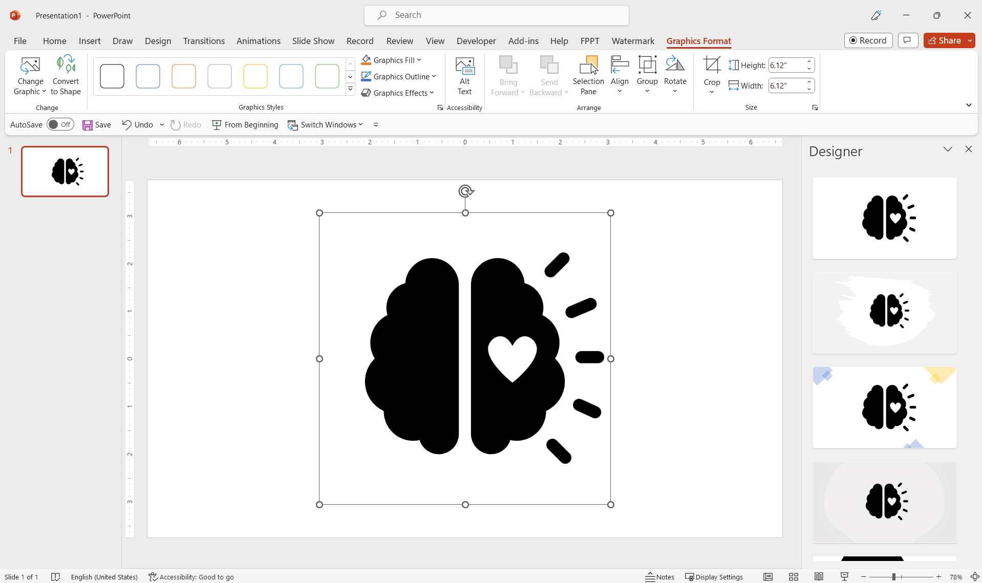 Simple Brain Icon for PowerPoint