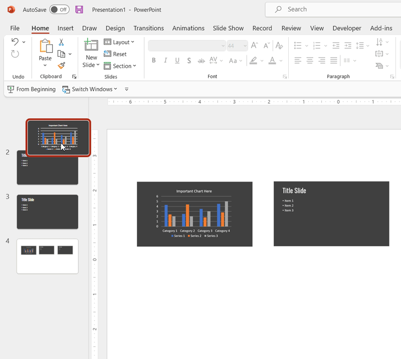 How to insert minuature slides that updates automatically in PowerPoint