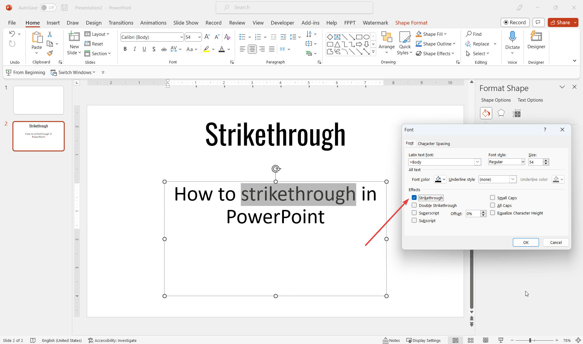 How to Strikethrough in PowerPoint?
