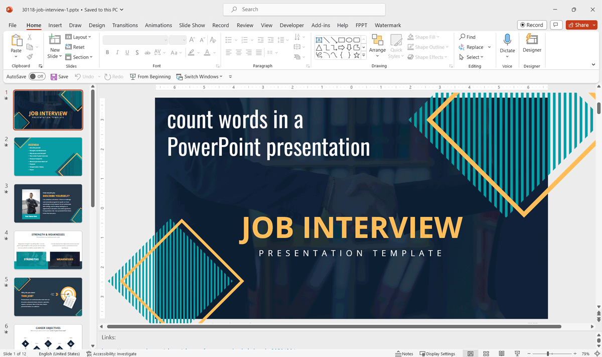 25 minute presentation how many words