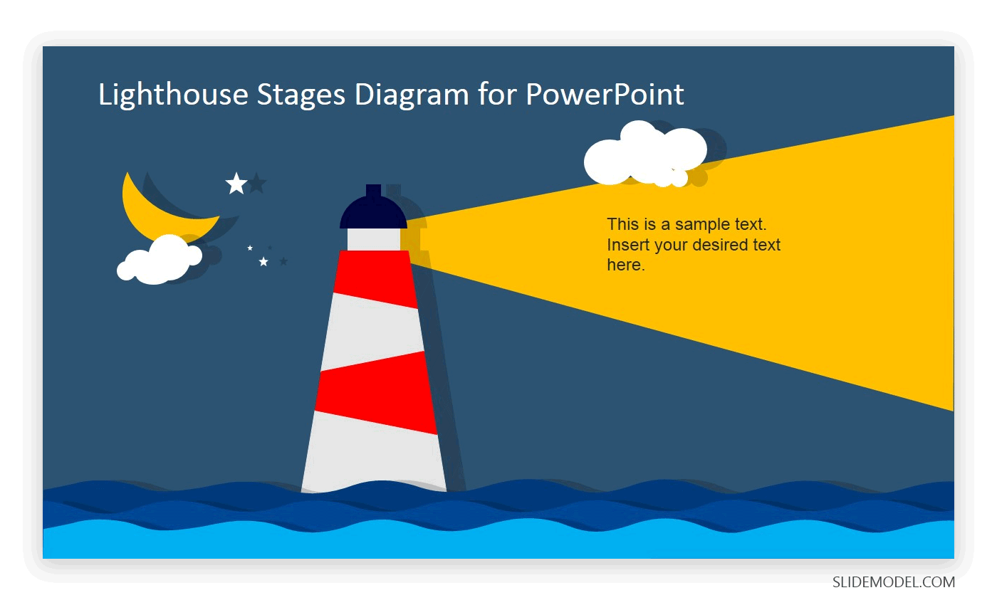 Example of lighthouse illustration in PowerPoint to represent a vision slide