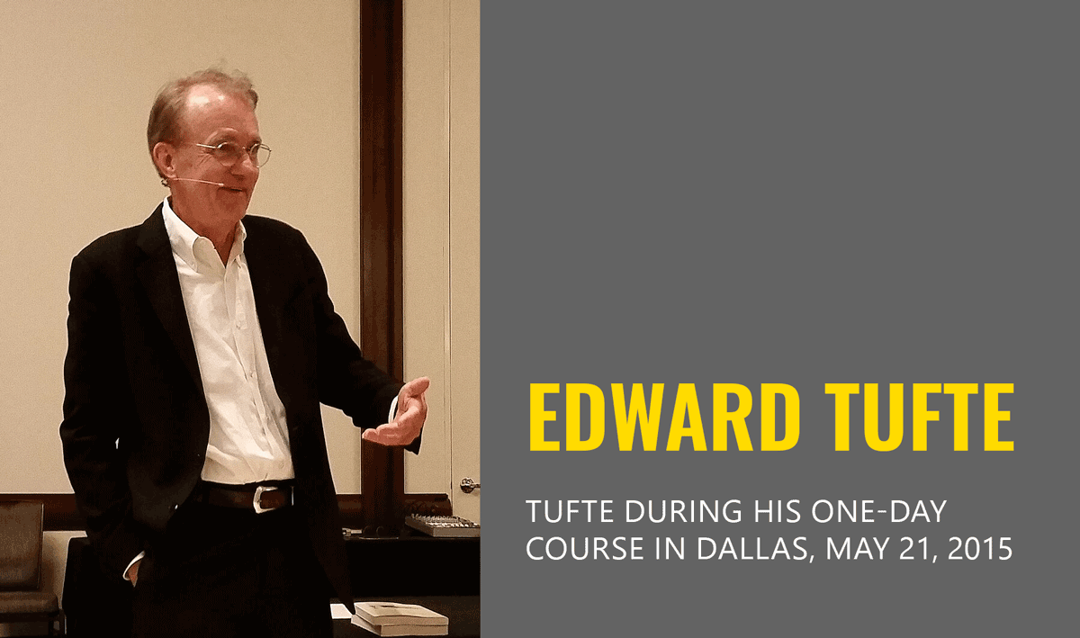 Edward Tufte photo in a presentation during his one-day course in Dallas, 2015