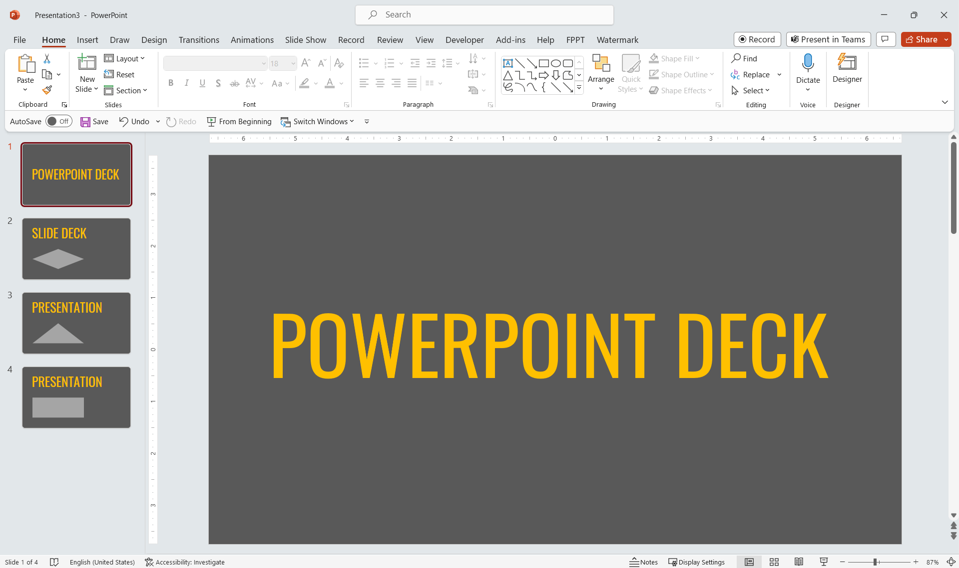 what does presentation deck means