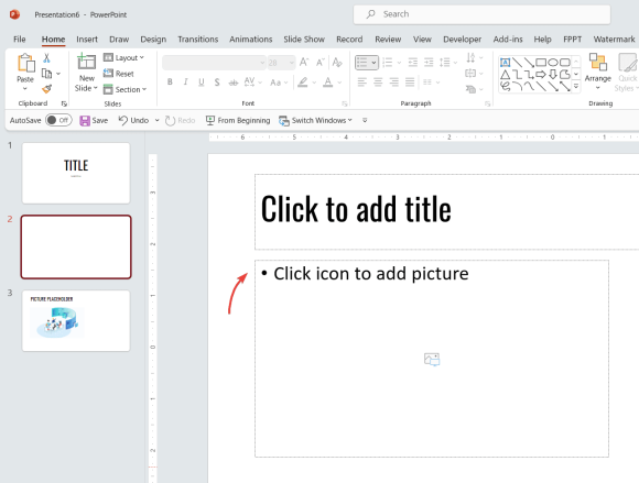 Insert a picture placeholder in PowerPoint