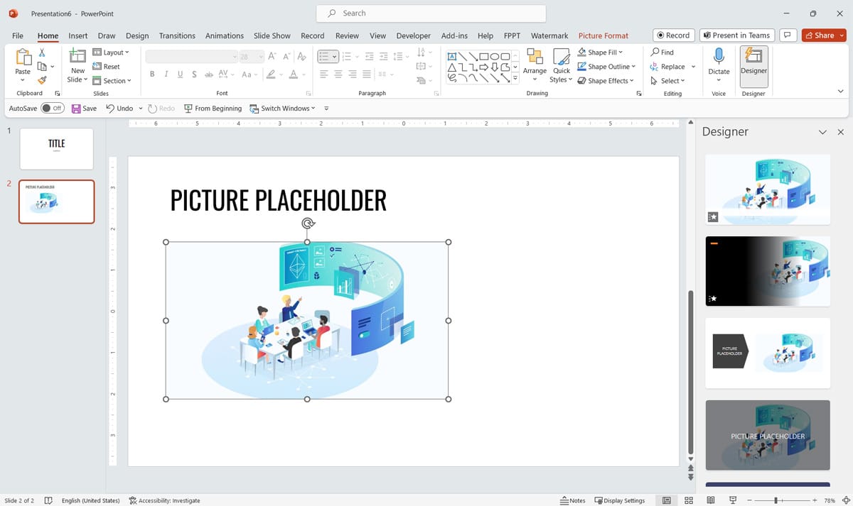 Insert Picture into a PowerPoint picture placeholder