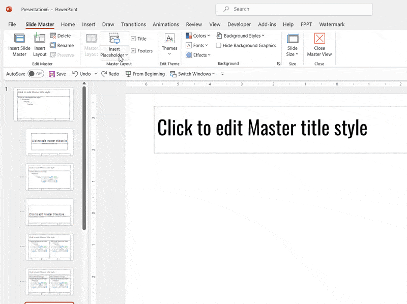 Insert a picture placeholder in PowerPoint using Slide Master view