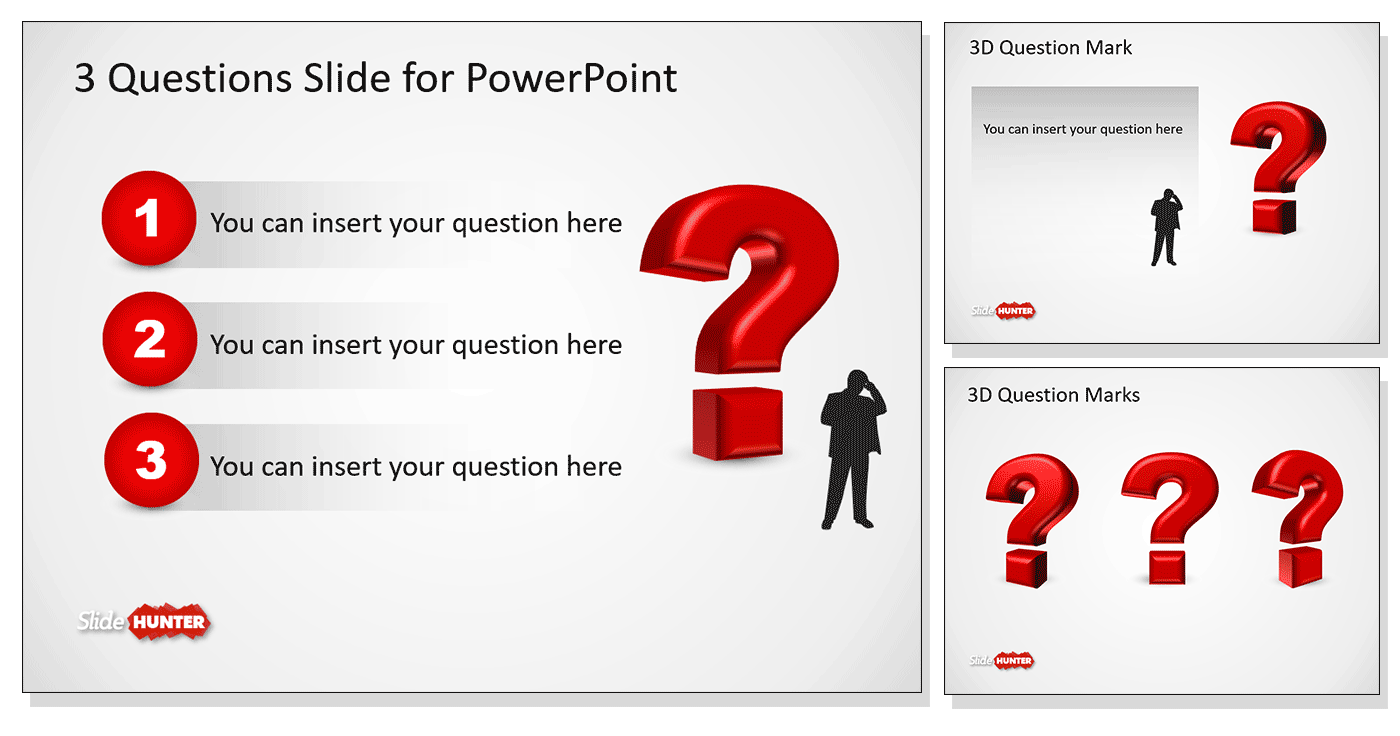Red question marks PowerPoint template for Q&A sessions.
