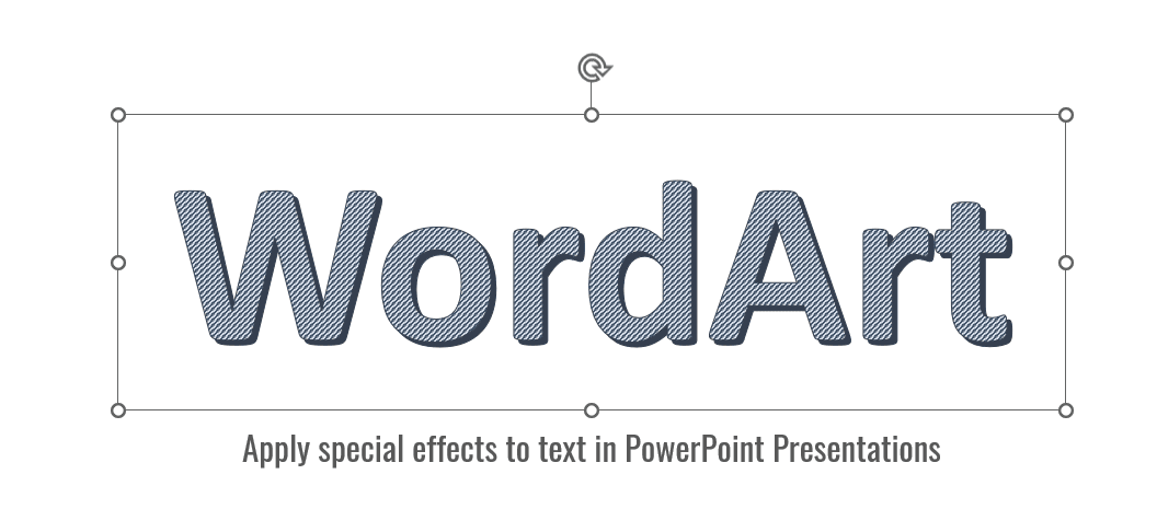 Example of WordArt styles available in PowerPoint for presentations