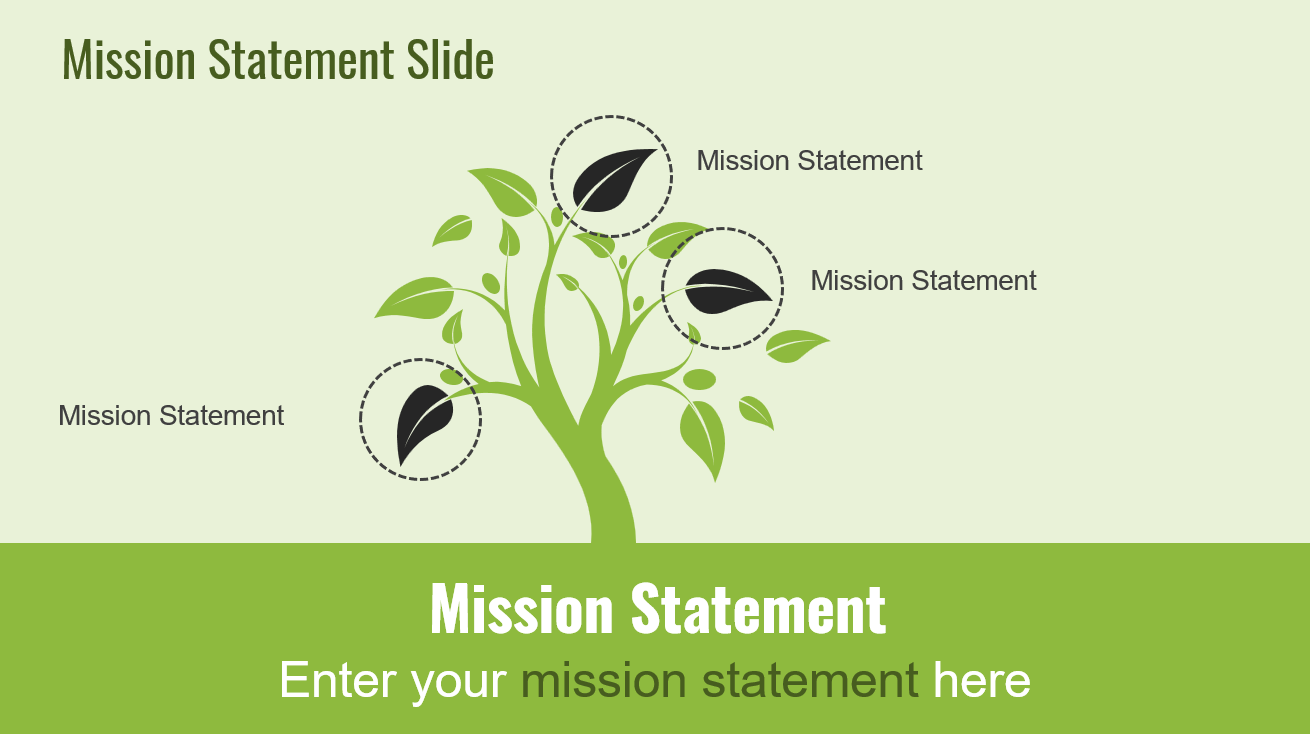 Example of Mission Statement Slide with a metaphor of a tree