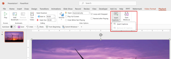 Add Subtitles To Video And Audio Files in PowerPoint With STAMP Add-in