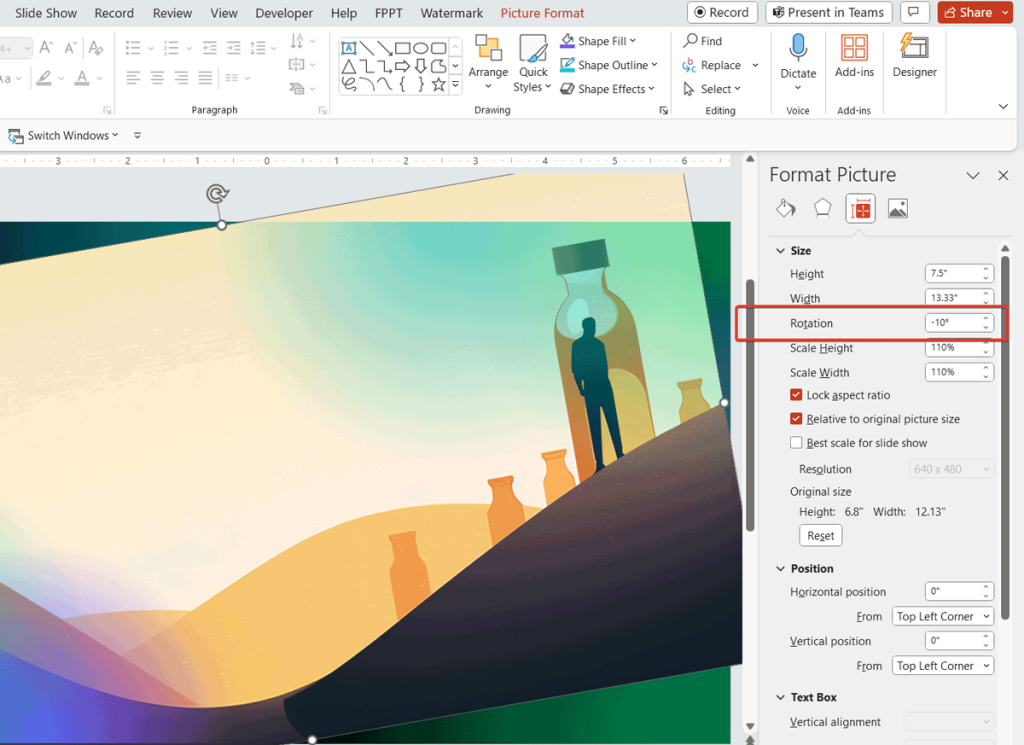 Rotate the background picture in PowerPoint