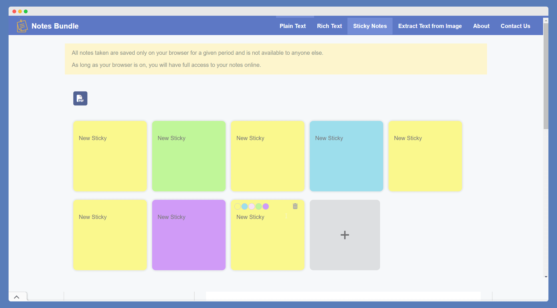 Sticky Notes example created with Notes Bundle