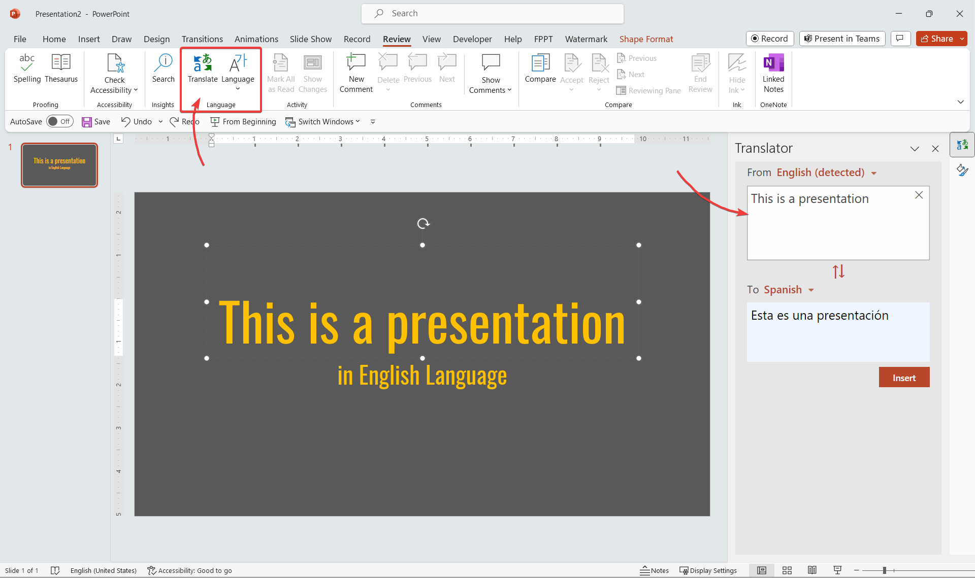 How to Translate Text in PowerPoint Presentations